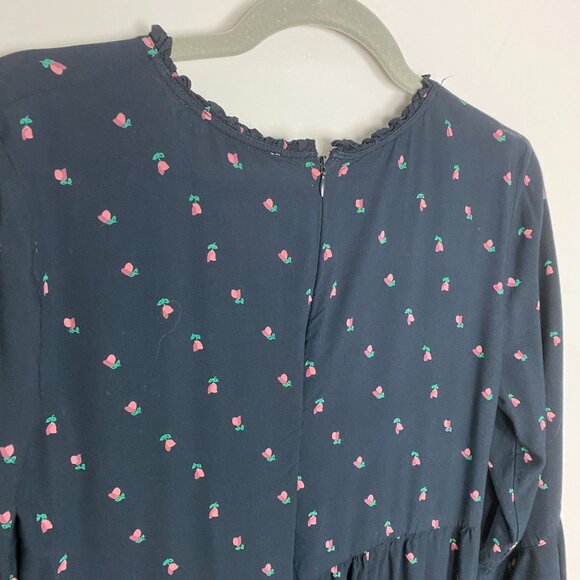 Loft Floral Midi Dress Ruffles Women Small Milkmaid Peasant Black Tiered - Picture 7 of 9